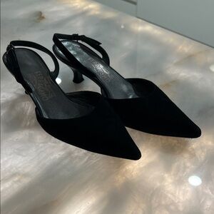 Salvatore Ferragamo Black Suede Heels